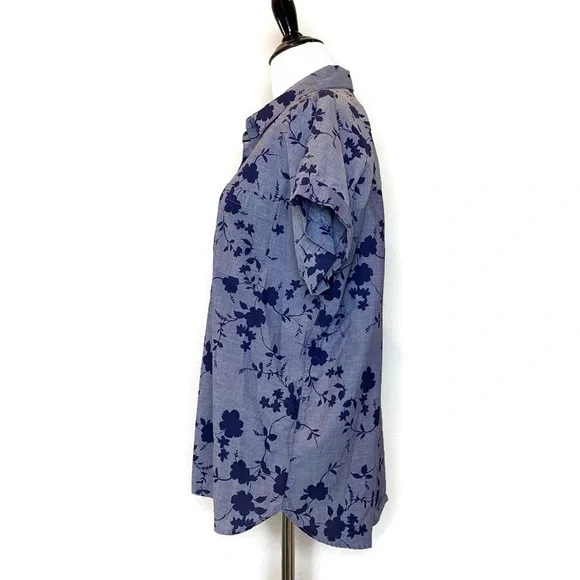 Como Vintage Chambray Floral Work Shirt L - Picture 2 of 9